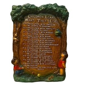 Vintage‎ Hand Painted/ Handmade "Children Learn What They Live" Art